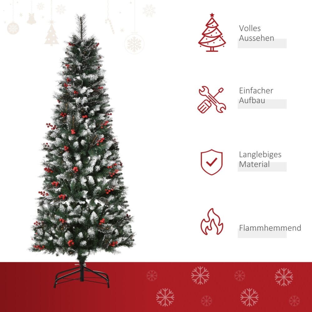 Weihnachtsbaum mit Deko und Schnee 180cm