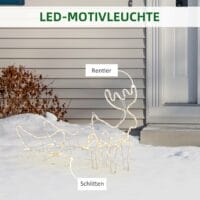 Weihnachtsbeleuchtung Rentier mit Schlitten 103cm
