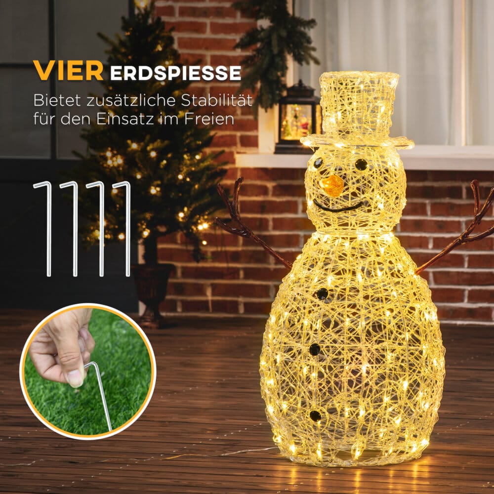 Weihnachtsbeleuchtung Schneemann mit 100 LEDs 90cm