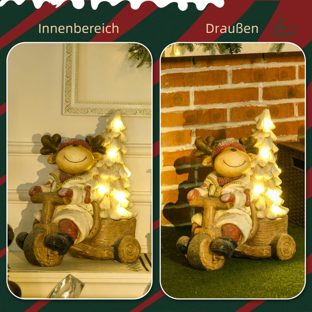 Weihnachtsdekoration Rentier Dreirad 44cm LED In- und Outdoor