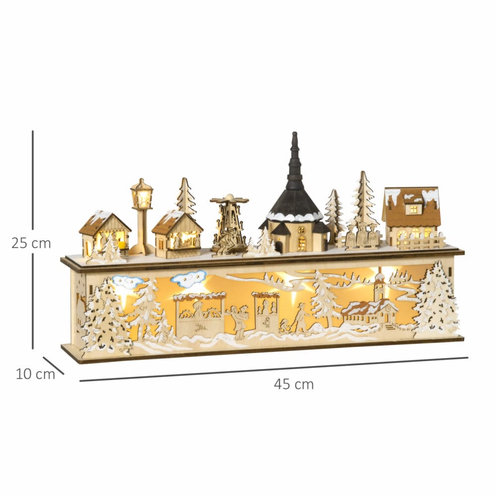 Weihnachtsdorf verschneit 45 x 10 x 25cm beleuchtet warmweiss