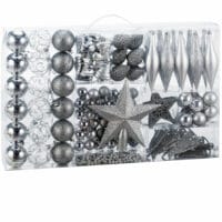 Weihnachtskugeln Christbaumkugeln 102 Stk. silber Mix