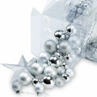 Weihnachtskugeln Christbaumkugeln 77 Stk. silber Mix