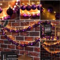 Weihnachtskugeln mit LED Lichterkette Lila Christbaumkugeln