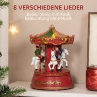 Weihnachtsspieluhr Nostalgie Karussell 3 Modi mit Musik und LED