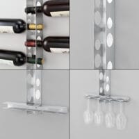Weinregal Pfalz 100x5x7cm für 6 Flaschen mit Glashalter Edelstahl
