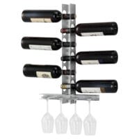 Weinregal Pfalz 100x5x7cm für 6 Flaschen mit Glashalter Edelstahl
