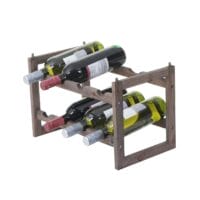 Weinregal Tanne für 8 Flaschen stapelbar Shabby braun