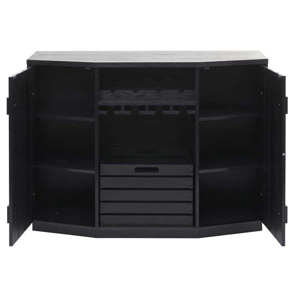 Weinschrank Weinregal Vintage Bar FSC-zertifiziert 89x120x40cm schwarz