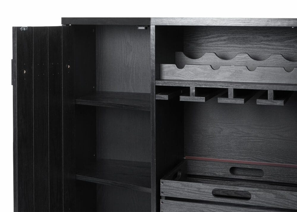 Weinschrank Weinregal Vintage Bar FSC-zertifiziert 89x120x40cm schwarz