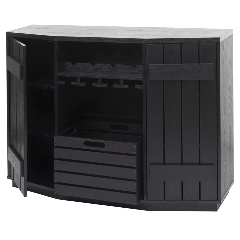 Weinschrank Weinregal Vintage Bar FSC-zertifiziert 89x120x40cm schwarz