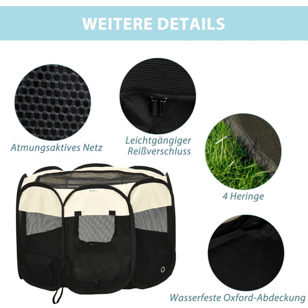 Welpenlaufstall Faltbarer Welpenauslauf Freigehege 92x92x58cm