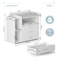 Wickelkommode - Mit Wickelauflage Weiss 113x53x101.6cm