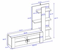 Wohnwand Lisburn mit 3D-Struktur Eiche-Optik ~ 199x160x42cm