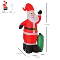 XXL 240cm Aufblasbarer LED-Weihnachtsmann Stehend