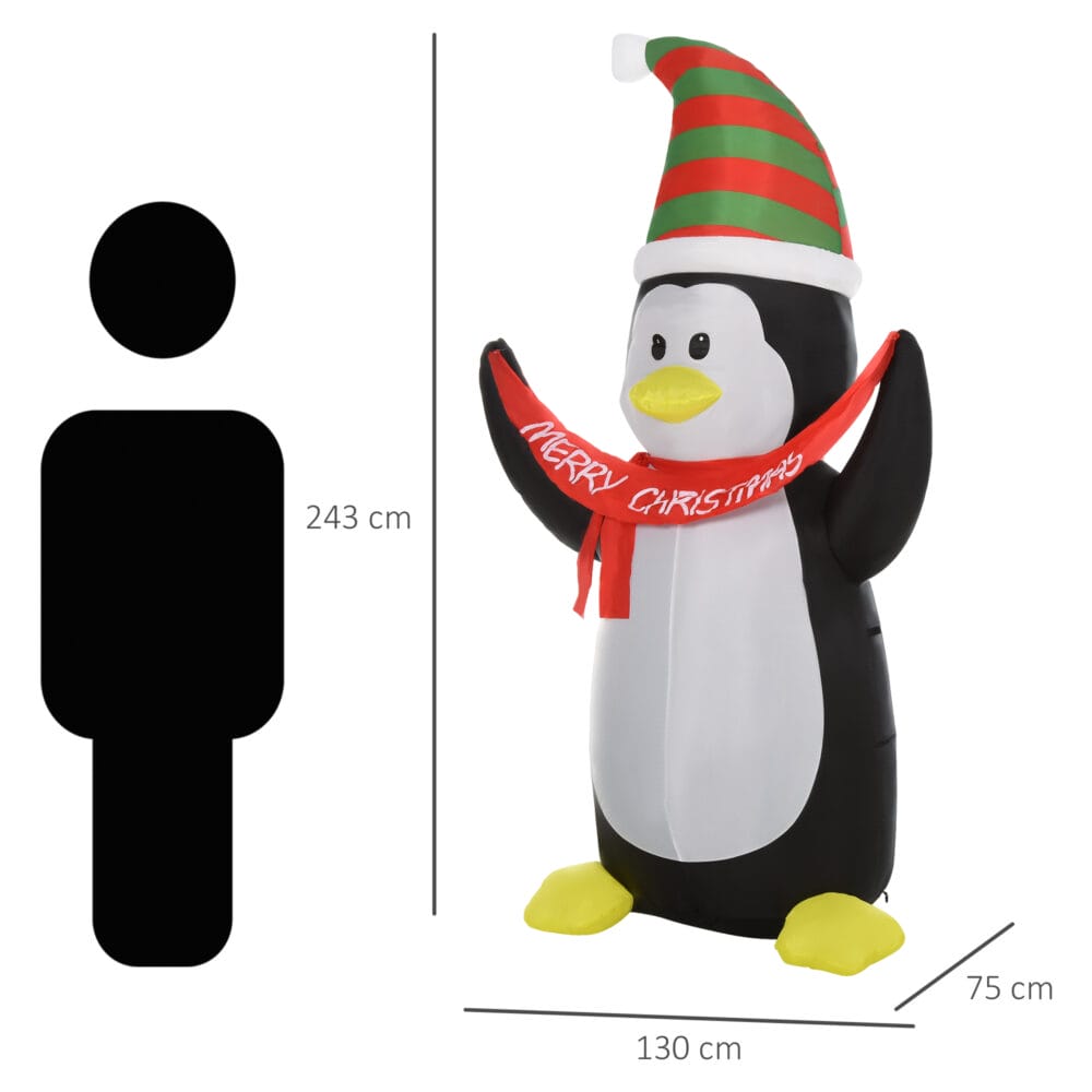 XXL 243cm Aufblasbarer LED-Pinguin Merry Christmas