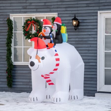 XXL Aufblasbarer Eisbär mit Pinguine 227cm