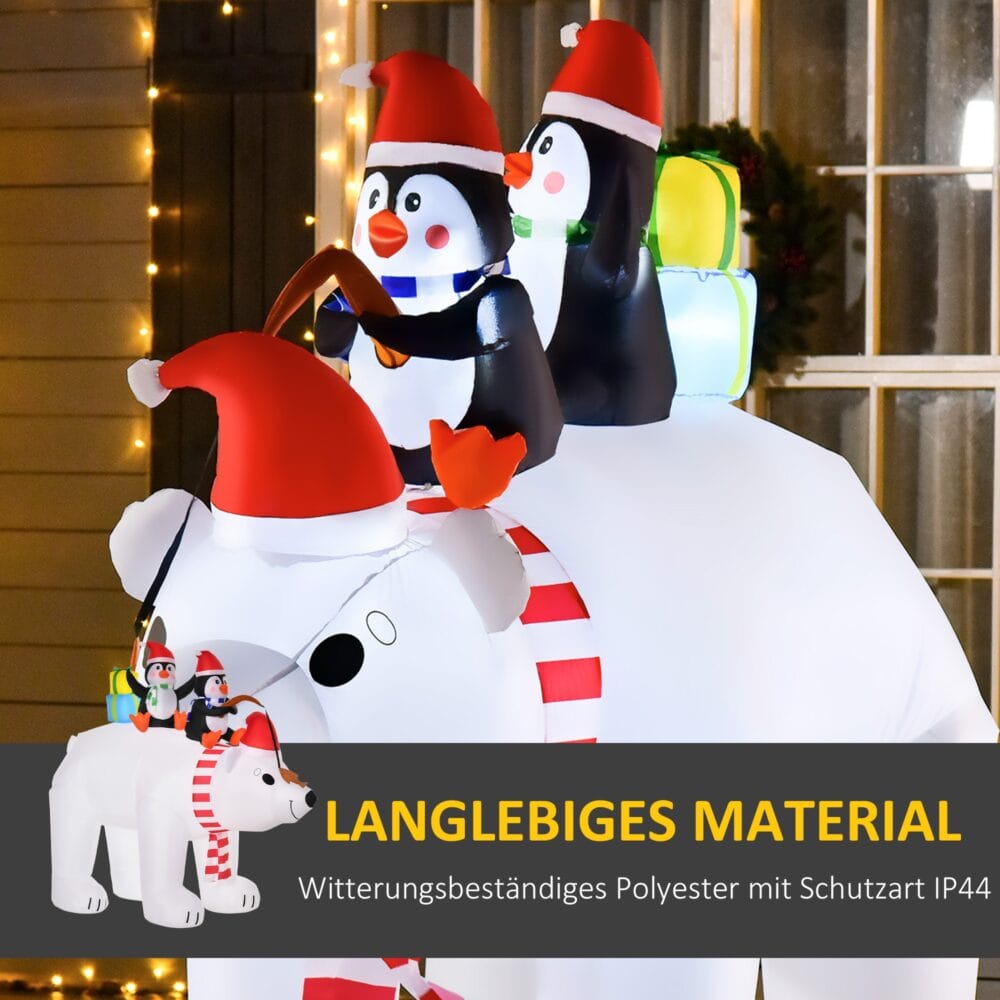 XXL Aufblasbarer Eisbär mit Pinguine 227cm