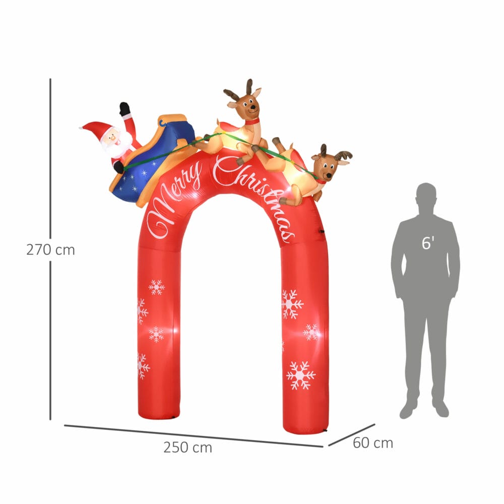 XXL Aufblasbarer Torbogen 270cm mit Weihnachtsmann LED