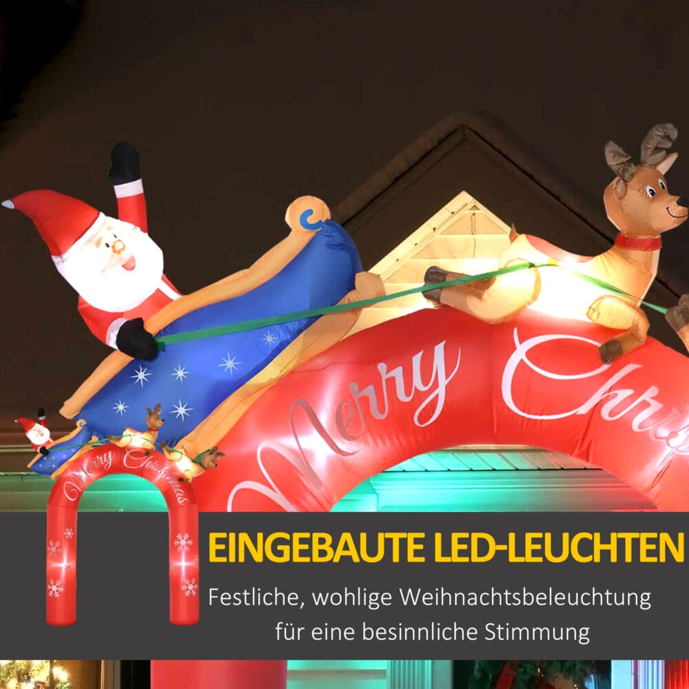 XXL Aufblasbarer Torbogen 270cm mit Weihnachtsmann LED