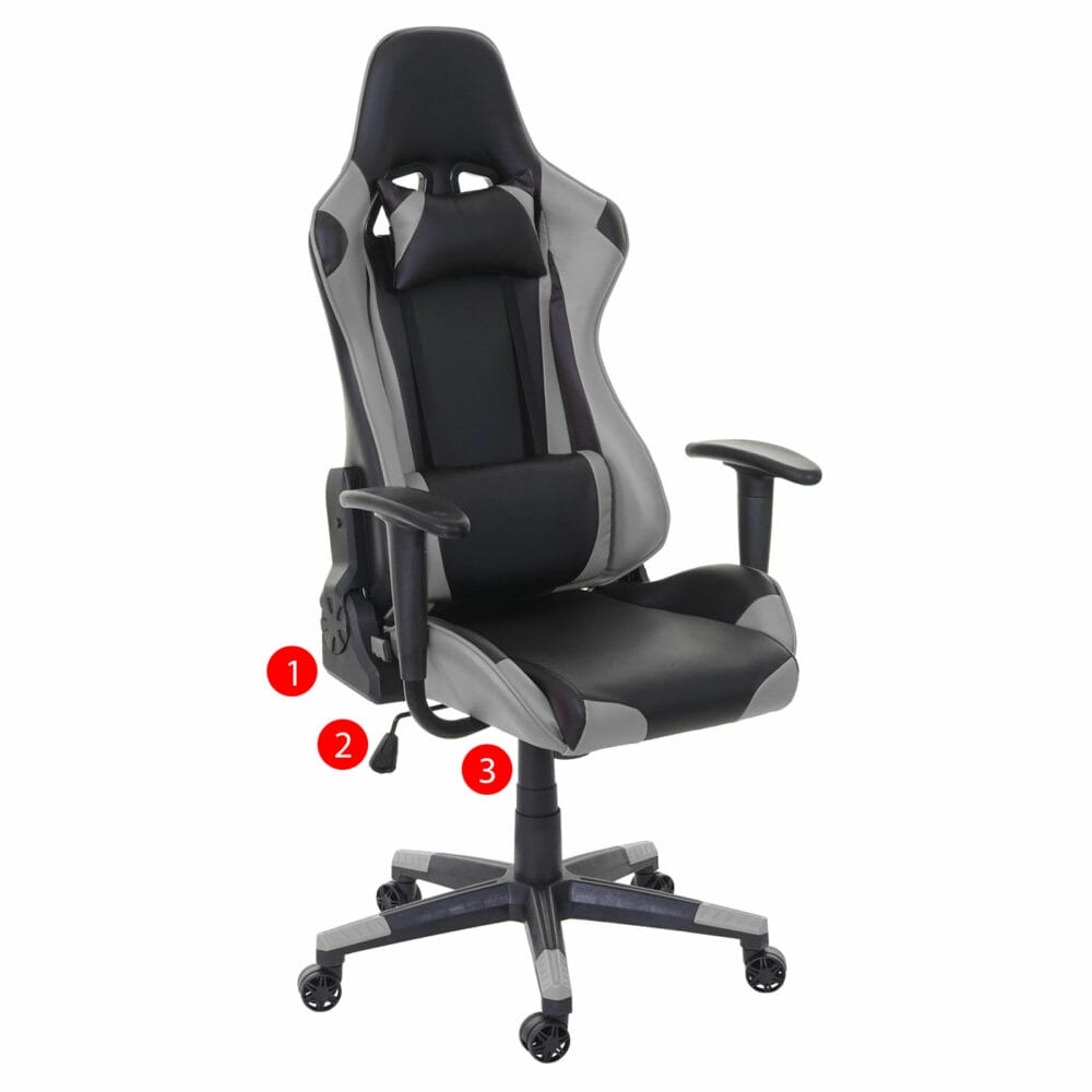 XXL Bürostuhl Racer Gamingstuhl 150kg belastbar - schwarz grau