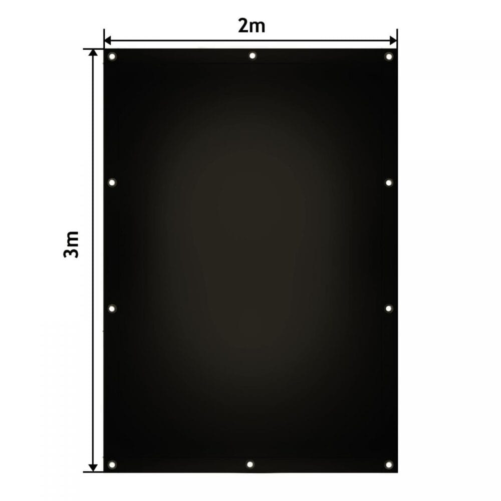 Abdeckplane Schwarz 2x3m 650g/m² Wasserdicht Reissfest Aluminiumösen