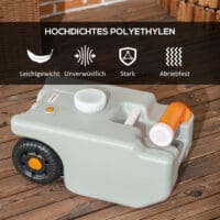 Abwassertank 22L, tragbar mit faltbarem Griff, ideal für Camping, Farbe Grau.