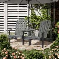 Adirondack 2-Sitzer Gartenbank mit integriertem Tisch, Holz Grau.