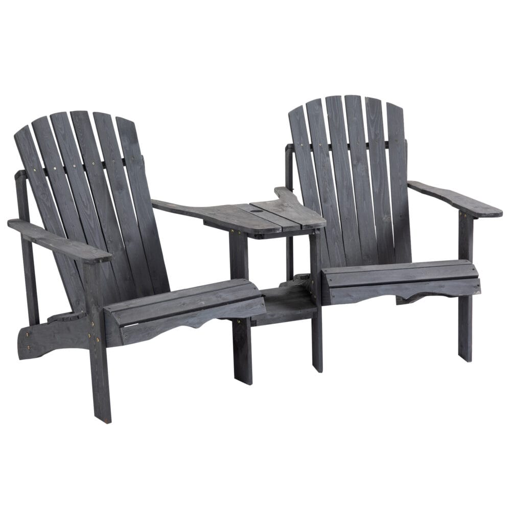 Adirondack Gartenstuhl-Set für 2 Personen, Farbe Grau.