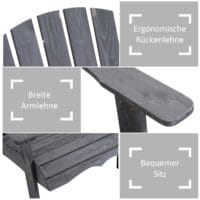 Adirondack Gartenstuhl-Set für 2 Personen, Farbe Grau.