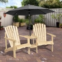 Adirondack Gartenstuhl-Set für 2 Personen, aus Naturholz.
