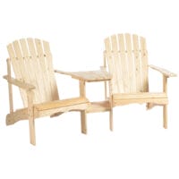 Adirondack Gartenstuhl-Set für 2 Personen, aus Naturholz.