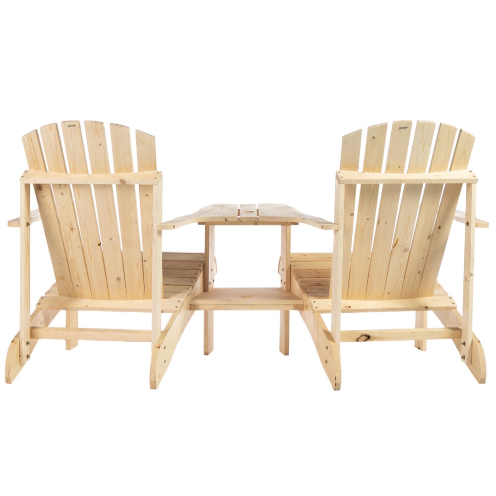 Adirondack Gartenstuhl-Set für 2 Personen, aus Naturholz.