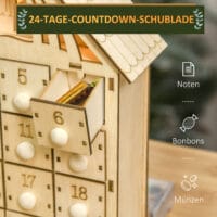 Adventskalender Weihnachtsdeko mit 24 Schubladen LED Naturholz