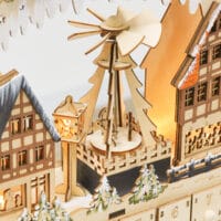 Adventskalender Weihnachtsdeko mit 24 Schubladen LED Naturholz