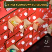 Adventskalender Weihnachtsdeko mit 24 Schubladen Rot DIY