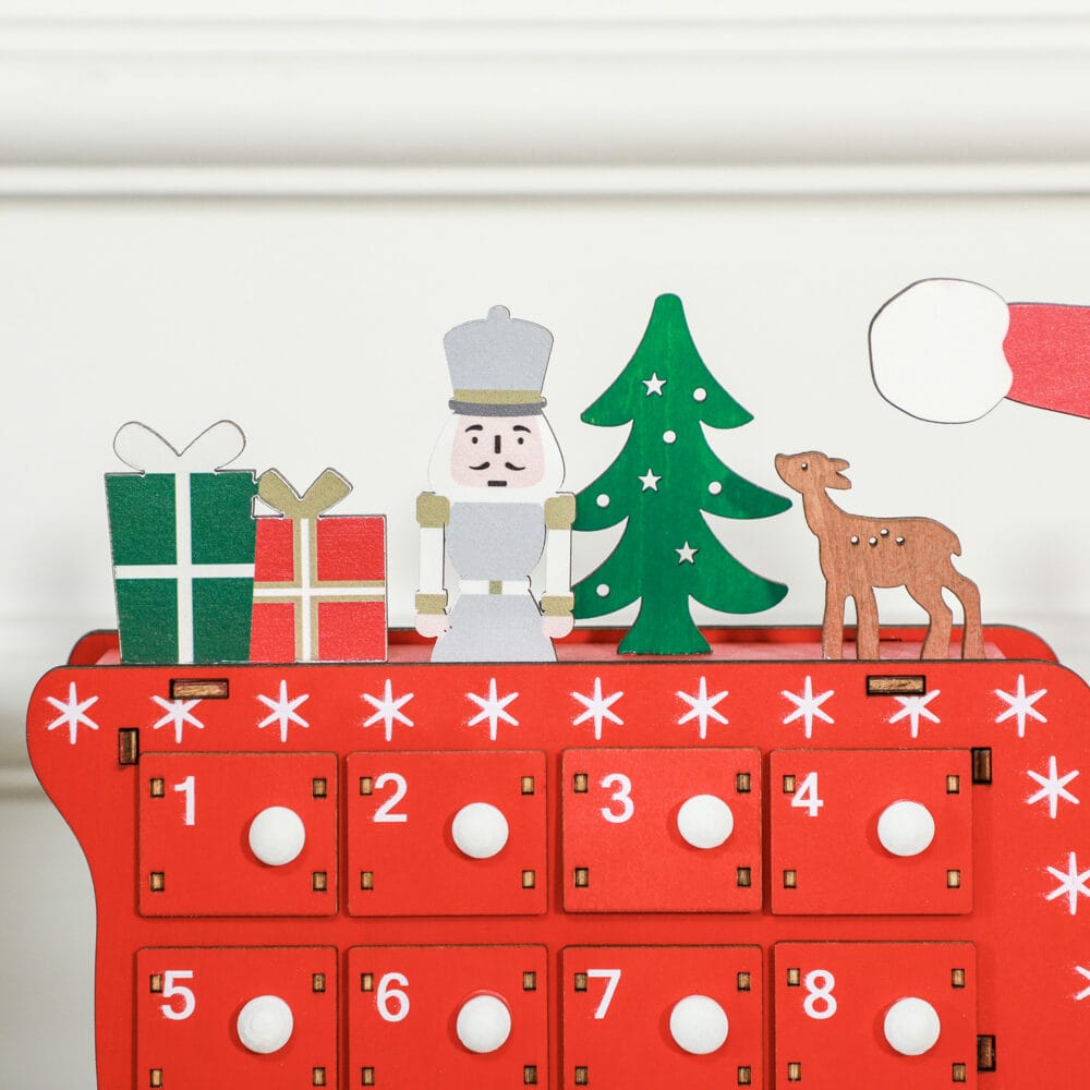 Adventskalender Weihnachtsdeko mit 24 Schubladen Rot DIY