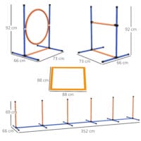 Oranges 4-teiliges Agility-Set, höhenverstellbar, perfekt für individuelles Hundetraining und Verbesserung der Agilität.