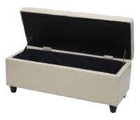 Aufbewahrungs-Truhe Kriens Kunstleder 45x114x45cm creme