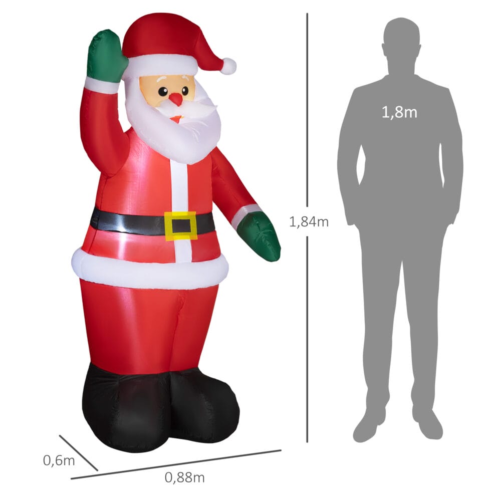 Aufblasbarer Weihnachtsmann 184cm mit LED-Beleuchtung