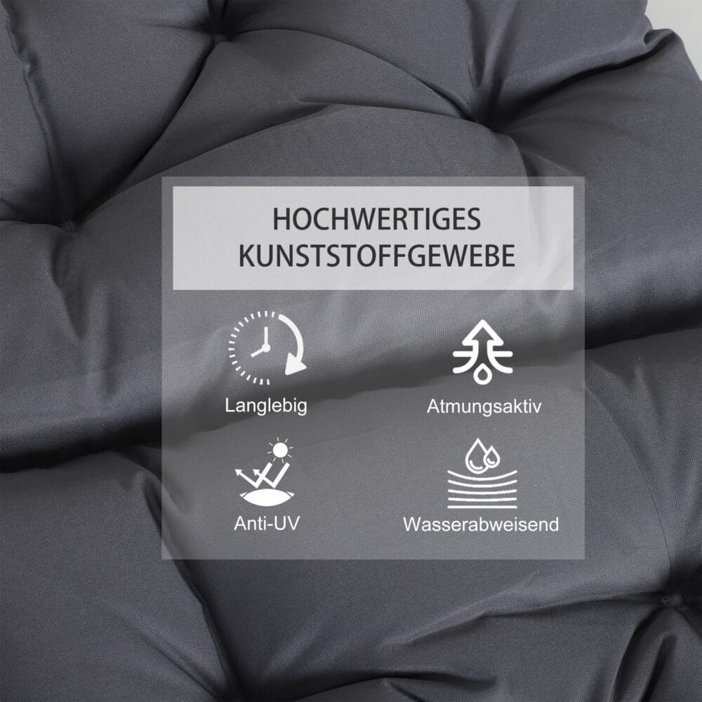 Graues bequemes Auflagen-Set für Niederlehner, ideal zur Verschönerung und Komfortsteigerung von Gartenstühlen.