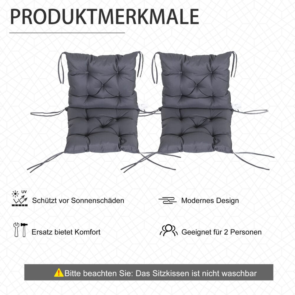 Graues bequemes Auflagen-Set für Niederlehner, ideal zur Verschönerung und Komfortsteigerung von Gartenstühlen.