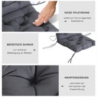 Graues bequemes Auflagen-Set für Niederlehner, ideal zur Verschönerung und Komfortsteigerung von Gartenstühlen.