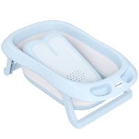 Babybadewanne faltbar 2er Set mit stabilem Gestell und rutschfestem Design Hellblau.