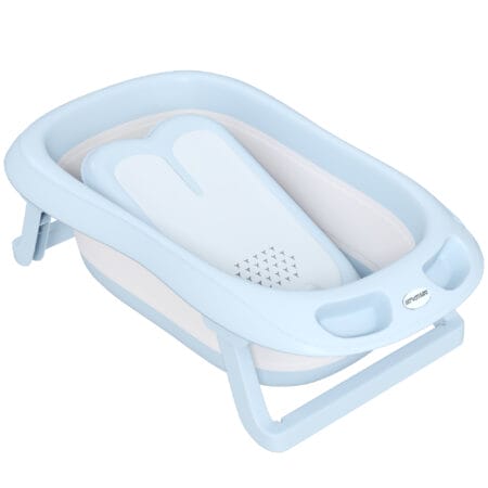 Babybadewanne faltbar 2er Set mit stabilem Gestell und rutschfestem Design Hellblau.