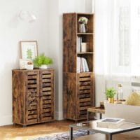 Vintage-Badezimmerschrank mit zwei Lamellentüren, klassisch und charmant.