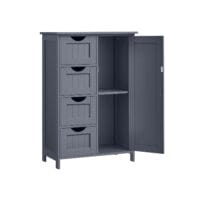 Badezimmerschrank Badschrank mit Schubladen Tür Holz Grau