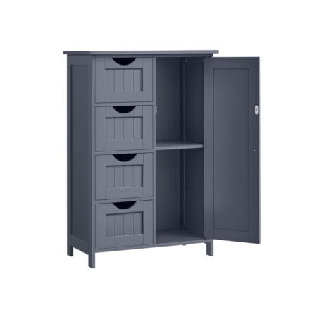 Badezimmerschrank Badschrank mit Schubladen Tür Holz Grau