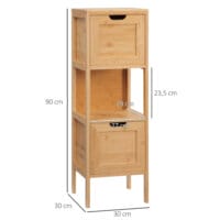 Ein Badezimmerschrank im Landhausstil aus Bambus mit zwei praktischen Schubladen.