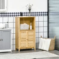 Offenes Standregal Badezimmerschrank aus Bambus Natur